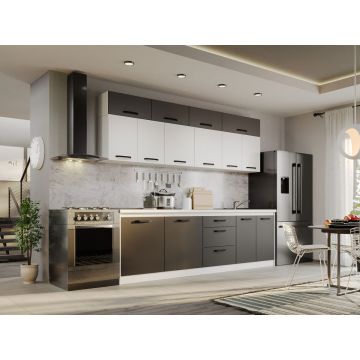 Mobila Bucatarie Fog Alb+Gri - 64 - 260 cm Mobila Bucatarie Fog Alb+Gri - 64 - 260 cm