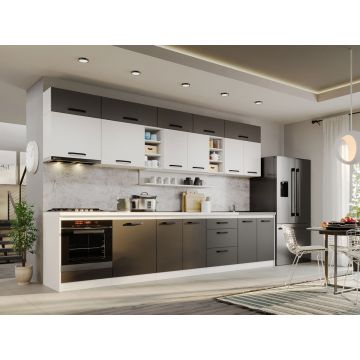Mobila Bucatarie Fog Alb+Gri - 65 - 340 cm Mobila Bucatarie Fog Alb+Gri - 65 - 340 cm
