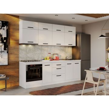 Mobila Bucatarie Fog Alba - 15 - 240 cm Mobila Bucatarie Fog Alba - 15 - 240 cm