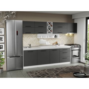 Mobila Bucatarie Gri Sofi - 84 - 290 cm Mobila Bucatarie Gri Sofi - 84 - 290 cm