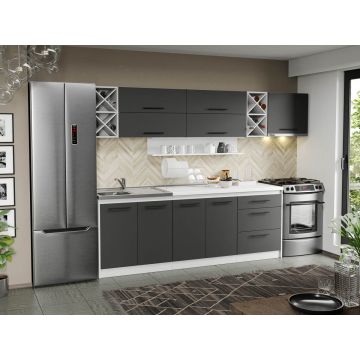 Mobila Bucatarie gri Sofi - 86 - 280 cm Mobila Bucatarie gri Sofi - 86 - 280 cm