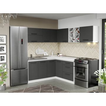 Mobila Bucatarie gri Sofi pe colt - 136 - 180/220 cm Mobila Bucatarie gri Sofi pe colt - 136 - 180/220 cm