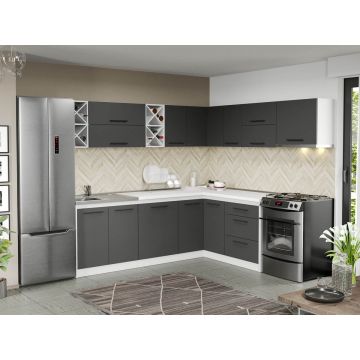 Mobila Bucatarie gri Sofi pe colt - 137 - 240/220 cm Mobila Bucatarie gri Sofi pe colt - 137 - 240/220 cm