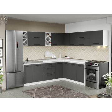 Mobila Bucatarie gri Sofi pe colt - 138 - 240/240 cm Mobila Bucatarie gri Sofi pe colt - 138 - 240/240 cm