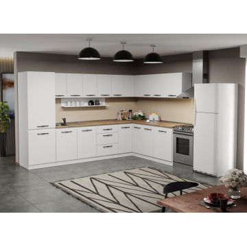 Mobila Bucatarie pe colt alba Aroma - 23 - 320x200 cm Mobila Bucatarie pe colt alba Aroma - 23 - 320x200 cm