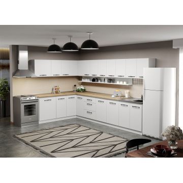 Mobila Bucatarie pe colt alba Aroma - 26 - 200x340 cm Mobila Bucatarie pe colt alba Aroma - 26 - 200x340 cm