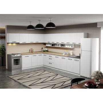 Mobila Bucatarie pe colt alba Aroma - 27 - 260x340 cm Mobila Bucatarie pe colt alba Aroma - 27 - 260x340 cm