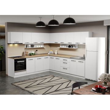 Mobila Bucatarie pe colt alba Aroma - 28 - 260x280 cm Mobila Bucatarie pe colt alba Aroma - 28 - 260x280 cm