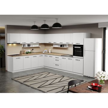 Mobila Bucatarie pe colt alba Aroma - 31 - 260x340 cm Mobila Bucatarie pe colt alba Aroma - 31 - 260x340 cm