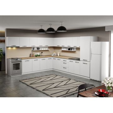 Mobila Bucatarie pe colt alba Aroma - 33 - 320x340 cm Mobila Bucatarie pe colt alba Aroma - 33 - 320x340 cm