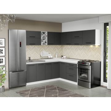 Mobila Bucatarie pe colt gri Sofi - 135 - 210/220 cm Mobila Bucatarie pe colt gri Sofi - 135 - 210/220 cm