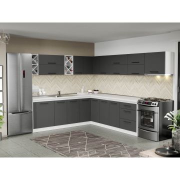 Mobila Bucatarie pe colt gri Sofi - 139 - 240/300 cm Mobila Bucatarie pe colt gri Sofi - 139 - 240/300 cm