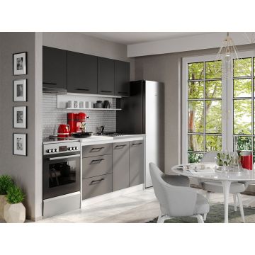 Mobila Bucatarie Rita Gri - 16 - 200cm Mobila Bucatarie Rita Gri - 16 - 200cm