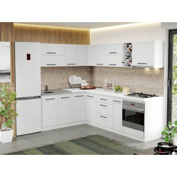 Mobila de bucatarie pe colt alba Sofi - 78 - 180/250 cm Mobila de bucatarie pe colt alba Sofi - 78 - 180/250 cm