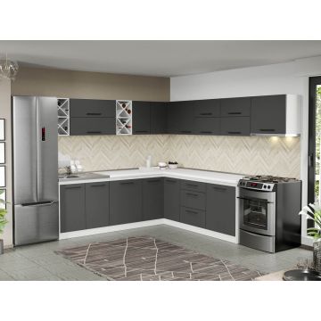 Mobila de Bucatarie pe colt gri Sofi - 140 - 240/280 cm Mobila de Bucatarie pe colt gri Sofi - 140 - 240/280 cm