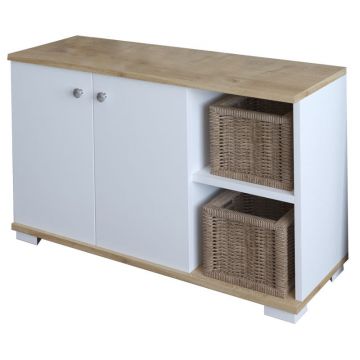 Mobilier de intrare Deril, alb-Sonoma, 90x33x52 cm