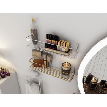 Organizator cu Rafturi pentru Perete/Usa, Auriu Organizator cu Rafturi pentru Perete/Usa, Auriu