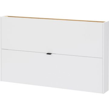 Pantofar alb cu deschidere înclinată, suspendat, cu aspect de lemn de stejar 140x83x18 cm Ameca – Germania Pantofar alb cu deschidere înclinată, suspendat, cu aspect de lemn de stejar 140x83x18 cm Ameca – Germania