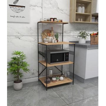 Raft de Bucatarie Anemon - Black, Crem -  Negru, 60 x 124 x 45 cm Raft de Bucatarie Anemon - Black, Crem -  Negru, 60 x 124 x 45 cm