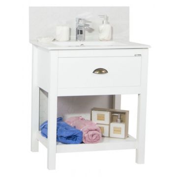 Set baza cu front MDF si Lavoar, seria 020, 70cm, alb