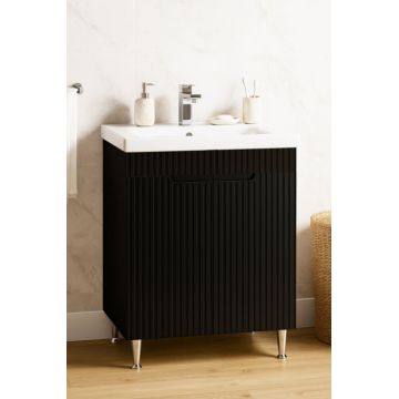 Set Baza front MDF si Lavoar seria 733, 60 cm, negru