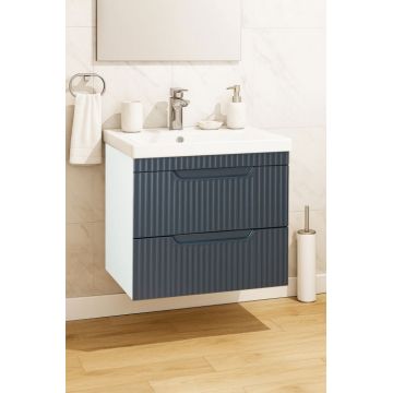 Set Baza front MDF si Lavoar seria 733, suspendata cu sertare, 60 cm, antracit