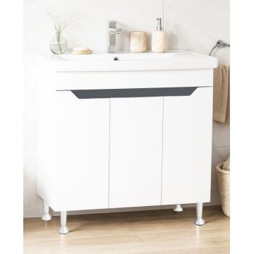 Set Baza front MDF si Lavoar seria 756, 80 cm, alb + antracit Set Baza front MDF si Lavoar seria 756, 80 cm, alb + antracit