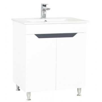 Set Baza MDF si Lavoar, seria 056, 70 cm, alb antracit