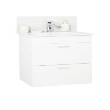 Set Baza si Lavoar seria 067, suspendata cu sertare, 80 cm, alb
