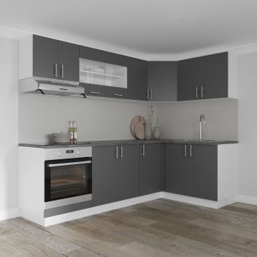 Set Bucatarie Colt Karo V34, Antracit/Alb, Blat Thermo 28 mm, L 240 x 140 cm Set Bucatarie Colt Karo V34, Antracit/Alb, Blat Thermo 28 mm, L 240 x 140 cm