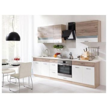 Set Bucatarie ECONO A, L 270, 7 corpuri, fara blat termorezistent, corp sonoma, fronturi sanremo + alb lucios Set Bucatarie ECONO A, L 270, 7 corpuri, fara blat termorezistent, corp sonoma, fronturi sanremo + alb lucios