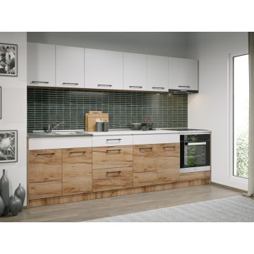 Set Mobila Bucatarie Gastro 280 Alb/Stejar - C42
