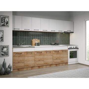 Set Mobila Bucatarie Gastro 300 Alb/Stejar - C43