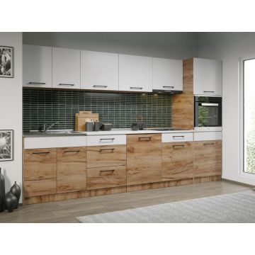 Set Mobila Bucatarie Gastro 320 Alb/Stejar - C44