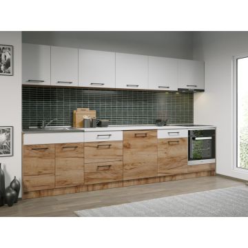 Set Mobila Bucatarie Gastro 320 Alb/Stejar - C45