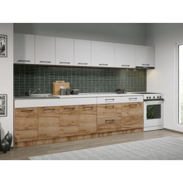 Set Mobila Bucatarie Gastro 340 Alb/Stejar - C46