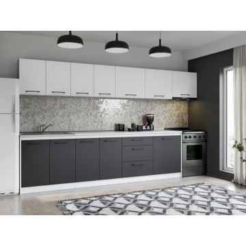 Set Mobila Bucatarie Mina Dual 340 Gri Antracit/Alb C169