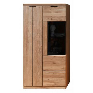 Vitrină, furniruit, masiv, stejar sălbatic, plută negru, stejar sălbatic