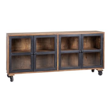 Vitrină în culoare naturală din lemn de mango 160x71 cm – Ixia Vitrină în culoare naturală din lemn de mango 160x71 cm – Ixia