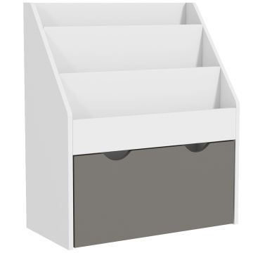 AIYAPLAY Bibliotecă pentru Copii 3-8 Ani cu 3 Rafturi și Sertar Inferior, din MDF, 62.5x30x70 cm, Gri | Aosom Romania AIYAPLAY Bibliotecă pentru Copii 3-8 Ani cu 3 Rafturi și Sertar Inferior, din MDF, 62.5x30x70 cm, Gri | Aosom Romania