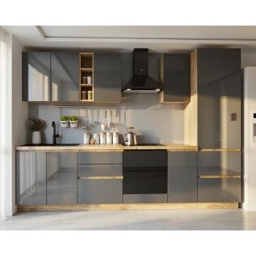 Bucatarie Chelsea 3m 300x60x215 cm Stejar K003 Antracit