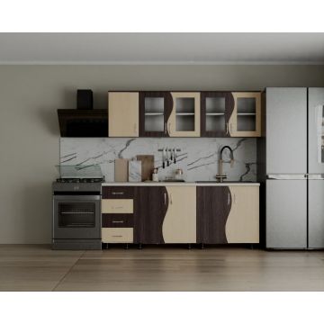 Bucatarie CIP S 2m, Wenge + Mesteacan Bucatarie CIP S 2m, Wenge + Mesteacan