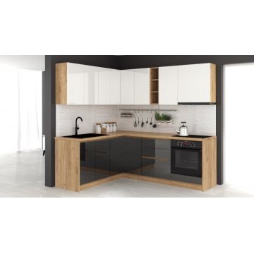 Bucatarie colt Chelsea V1, Alb+Gri antracit Bucatarie colt Chelsea V1, Alb+Gri antracit