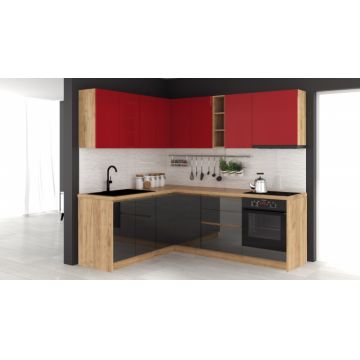 Bucatarie colt Chelsea V1, Rosu+Andracit Bucatarie colt Chelsea V1, Rosu+Andracit