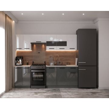 Bucatarie Daria, 240x60x200cm, Alb+Antracit Bucatarie Daria, 240x60x200cm, Alb+Antracit
