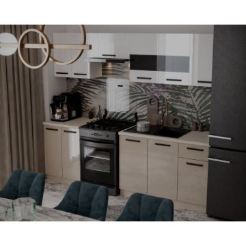 Bucatarie Daria, 240x60x200cm, Alb+Cappuccino Bucatarie Daria, 240x60x200cm, Alb+Cappuccino