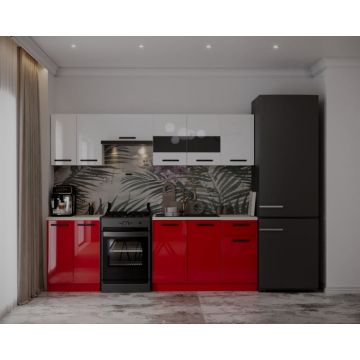 Bucatarie Daria, 240x60x200cm, Alb+Rosu Bucatarie Daria, 240x60x200cm, Alb+Rosu