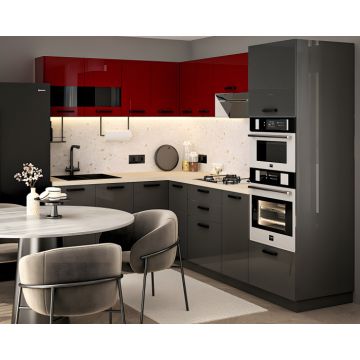 Bucatarie Daria colt V1, Rosu+Antracit Bucatarie Daria colt V1, Rosu+Antracit