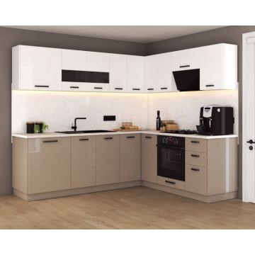 Bucatarie Daria colt V2, Alb+Cappuccino Bucatarie Daria colt V2, Alb+Cappuccino