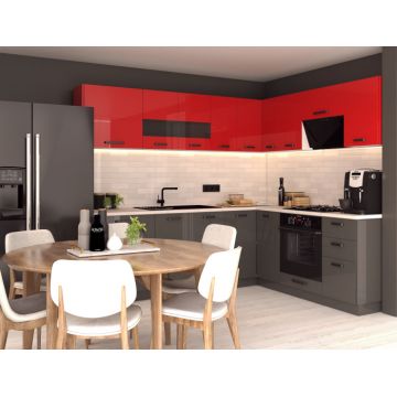 Bucatarie Daria colt V2, Rosu+Antracit Bucatarie Daria colt V2, Rosu+Antracit